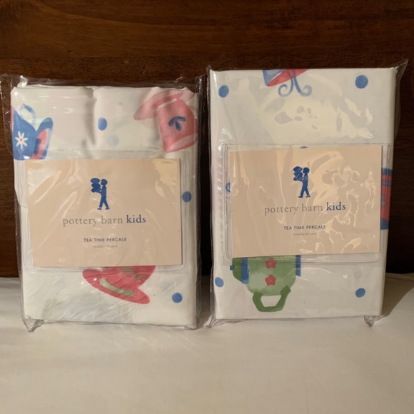 Pottery Barn Kids Tea Time Percale Standard Pillowcases - Picture 1 of 5